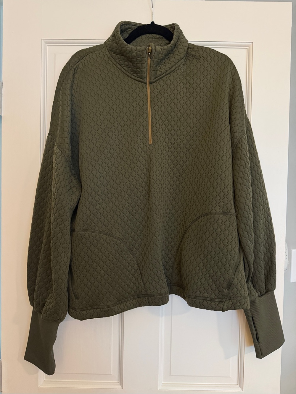 Sweaty Betty Pace Jacquard Running Half Zip Olive Green XXL